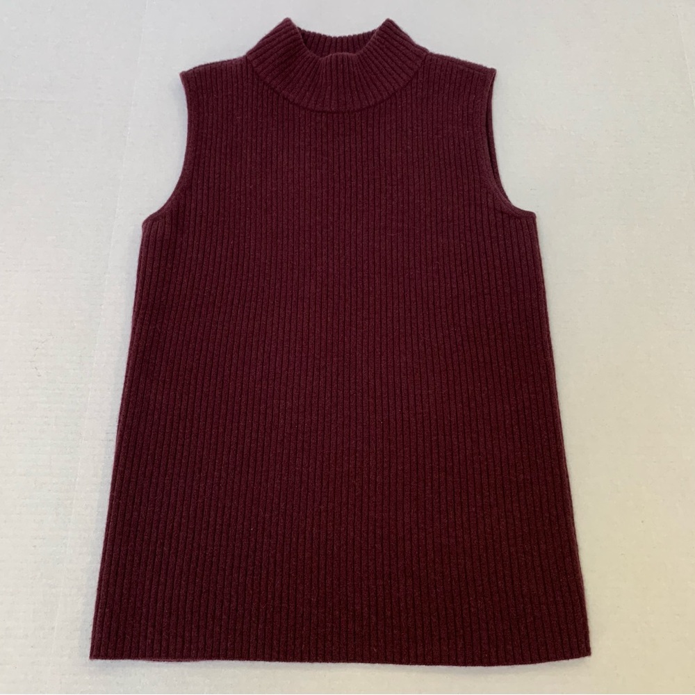 Talbots Cashmere Knit Top in Deep Burgundy sleeveless